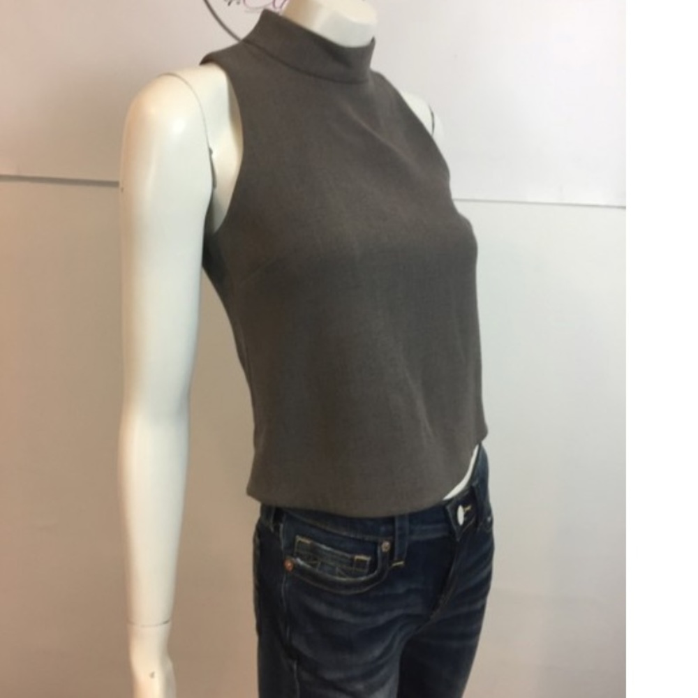 Intermix Mock neck sleeve less blouse
